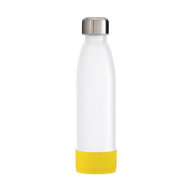 Trinkflasche RETUMBLER-TOULON GLASS, weiß, Sleeve gelb