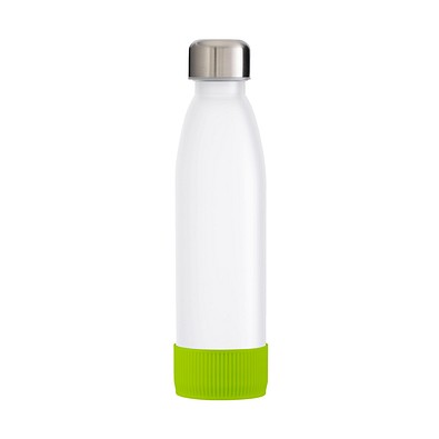 Trinkflasche RETUMBLER-TOULON GLASS, weiß, Sleeve hellgrün