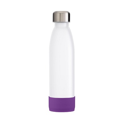 Trinkflasche RETUMBLER-TOULON GLASS, weiß, Sleeve lila