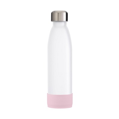 Trinkflasche RETUMBLER-TOULON GLASS, weiß, Sleeve rosa