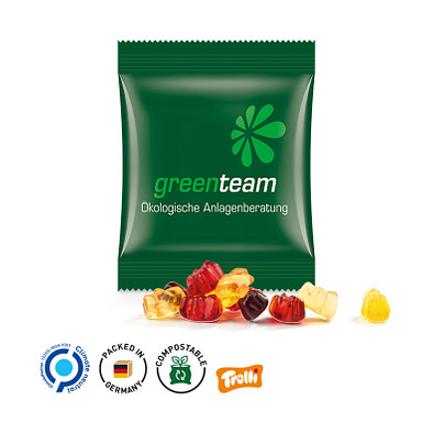 Trolli Fruchtgummi Minitüte, 10 g, Fruchtgummibären Exquisit, inkl. Druck, kompostierbare Folie weiß