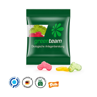 Trolli Fruchtgummi Minitüte, 15 g, Fahrrad, inkl. Druck, kompostierbare Folie transparent