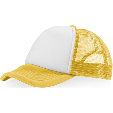 Trucker Kappe mit 5 Segmenten, gelb,weiss Trucker Kappe mit 5 Segmenten, gelb,weiss