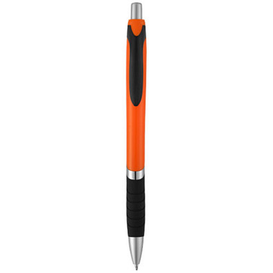 Turbo Druckkugelschreiber mit Gummigriff, orange,schwarz Turbo Druckkugelschreiber mit Gummigriff, orange,schwarz