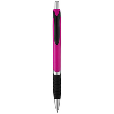 Turbo Druckkugelschreiber mit Gummigriff, schwarze Mine, rosa,schwarz Turbo Druckkugelschreiber mit Gummigriff, schwarze Mine, rosa,schwarz