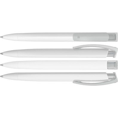 uma® TRINITY K transparent RECY Druckkugelschreiber, weiss