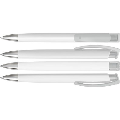 uma® TRINITY K transparent SI RECY Druckkugelschreiber, weiss