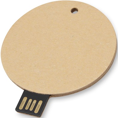 USB-Stick 2.0 rund aus recyceltem Papier, Kraftpapier, 32GB
