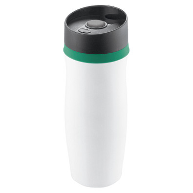 METMAXX® Vakuum-Thermobecher Metall, 400 ml, weiß/grün