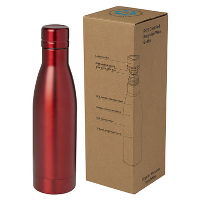 Vasa RCS-zertifizierte Kupfer-Vakuum Isolierflasche aus recyceltem Edelstahl, 500 ml, rot