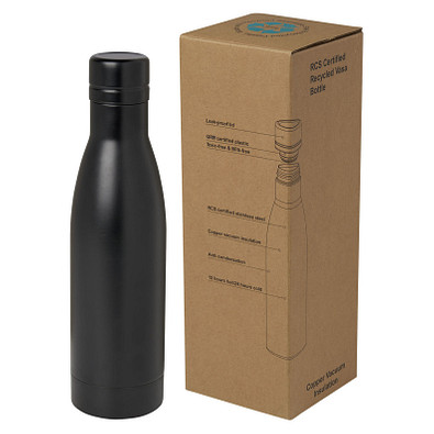 Vasa RCS-zertifizierte Kupfer-Vakuum Isolierflasche aus recyceltem Edelstahl, 500 ml, schwarz