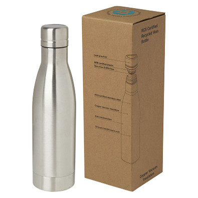 Vasa RCS-zertifizierte Kupfer-Vakuum Isolierflasche aus recyceltem Edelstahl, 500 ml, silber