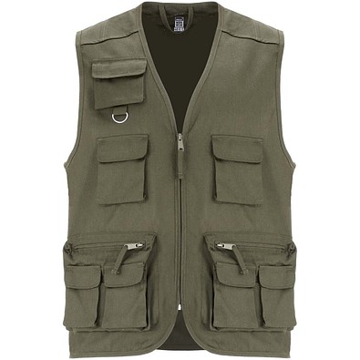 Venera Arbeitsweste mit V-Ausschnitt und mehreren Taschen, 200 g/m2, militärgrün, XL