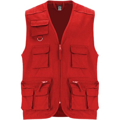 Venera Arbeitsweste mit V-Ausschnitt und mehreren Taschen, 200 g/m2, rot, 3XL