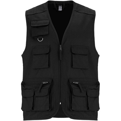 Venera Arbeitsweste mit V-Ausschnitt und mehreren Taschen, 200 g/m2, schwarz, S