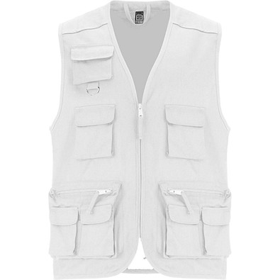 Venera Arbeitsweste mit V-Ausschnitt und mehreren Taschen, 200 g/m2, weiss, XL