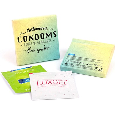 Verpacktes Werbekondom mit Gleitgel, mehrfarbig