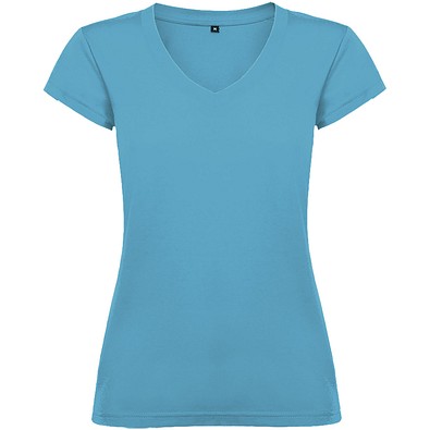 Victoria T-Shirt mit V-Ausschnitt für Damen, türkis, S