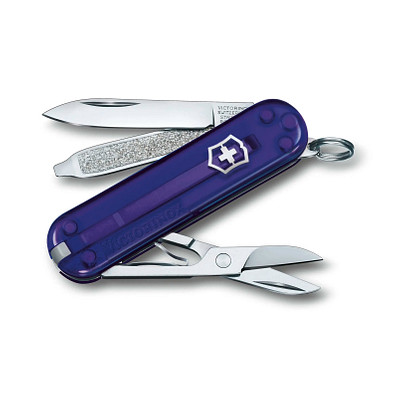 VICTORINOX Taschenmesser Classic SD, 7 Funktionen, dunkelblau-transparent