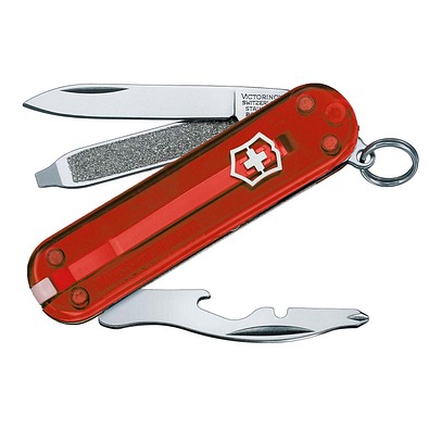 VICTORINOX Taschenmesser Rally, 9 Funktionen, rot-transparent