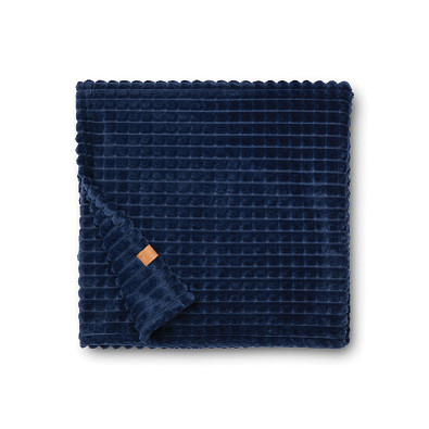 VINGA Branson Decke aus GRS recyceltem PET, navy blau