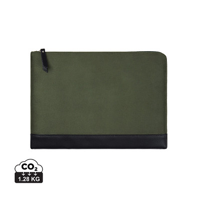 VINGA Marlow 14 Zoll Laptop Sleeve aus RCS recyceltem Polyester, grün, schwarz