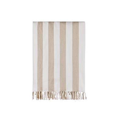 VINGA Ornos GRS Hamamtuch aus Baumwolle, beige, weiß