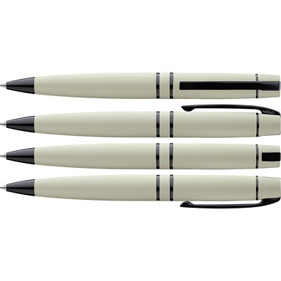 uma® Metall-Kugelschreiber VIP, blaue Mine, hellbeige-gummiert