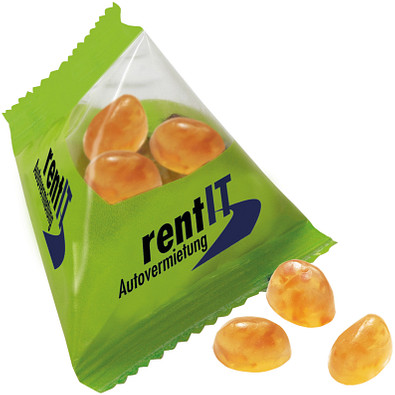 Trolli Vitamin Fruchtgummi Tetraeder, inkl. Druck, transparente Folie