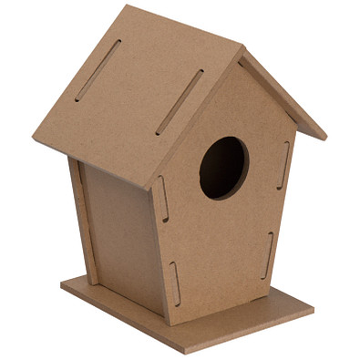 Vogelhäuschen aus MDF zum Zusammenbauen, hellbraun Vogelhäuschen aus MDF zum Zusammenbauen, hellbraun