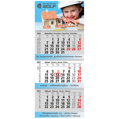 Block-Wandkalender mit Wire-O-Bindung 2021, 3 Block Kalender Block-Wandkalender mit Wire-O-Bindung 2021, 3 Block Kalender