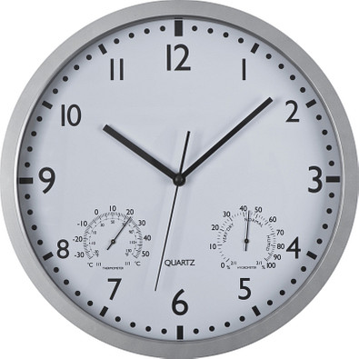 Wanduhr mit Hygro - und Thermometer, weiss