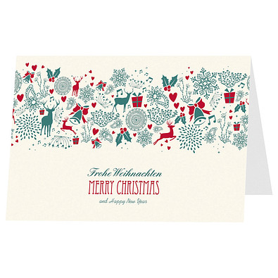 Grußkarte Weihnachten, Motiv Weihnachtsornamente, Danke an Partner