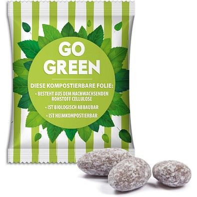 Weihnachtsmandeln im Werbetütchen, transparente kompostierbare Folie, inkl. Druck