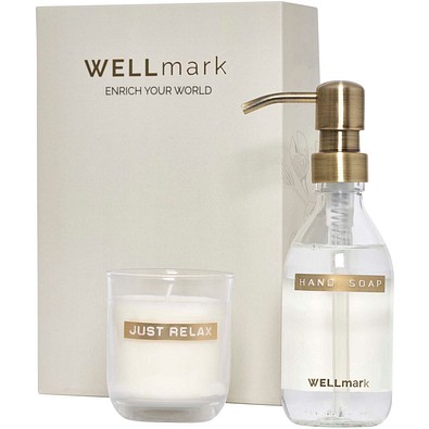Wellmark Discovery 250 ml Handseifenspender und 150 g Duftkerze im Set, weiss
