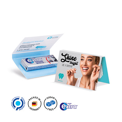 Werbekarte Visitenkartenformat, Extra Professional Kaugummi, zuckerfrei, inkl. Druck