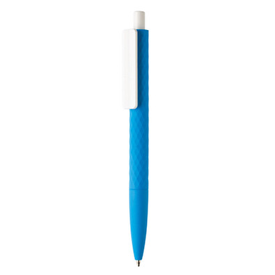 XD COLLECTION Druckkugelschreiber X3 mit Smooth-Touch, blaue Mine, blau/weiß XD COLLECTION Druckkugelschreiber X3 mit Smooth-Touch, blaue Mine, blau/weiß
