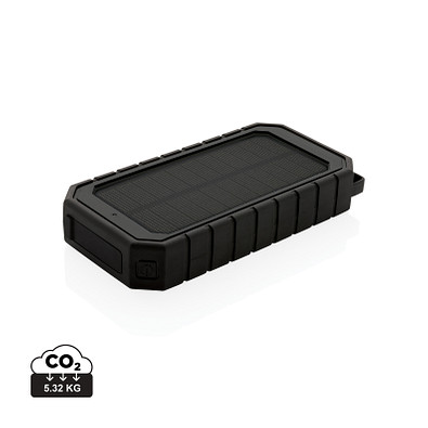 XD COLLECTION 10.000 mAh Solar-Powerbank mit 10W Wireless aus RCS Plastik, schwarz