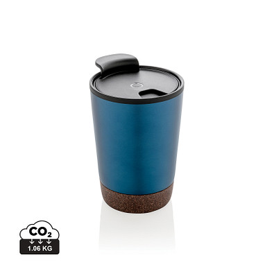 XD COLLECTION GRS rPP Edelstahl-Kaffeebecher mit Kork, blau