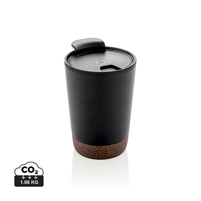 XD COLLECTION GRS rPP Edelstahl-Kaffeebecher mit Kork, schwarz