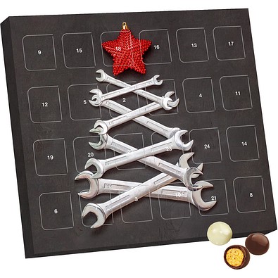 XS Adventskalender Brandt Knusperkugeln Black & White, Schraubenschlüssel-Tanne