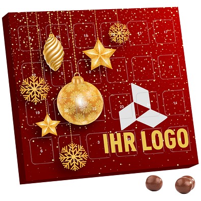 XS Adventskalender Brandt Knusperkugeln Black & White, Christbaumkugeln Gold