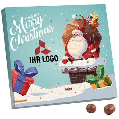 XS Adventskalender Brandt Knusperkugeln Black & White, Weihnachtsmann im Kamin