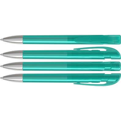uma® Kugelschreiber YES SI transparent inkl. Metallspitze, petrol