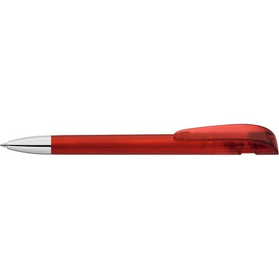 uma® Kugelschreiber YES SI transparent inkl. Metallspitze, rot