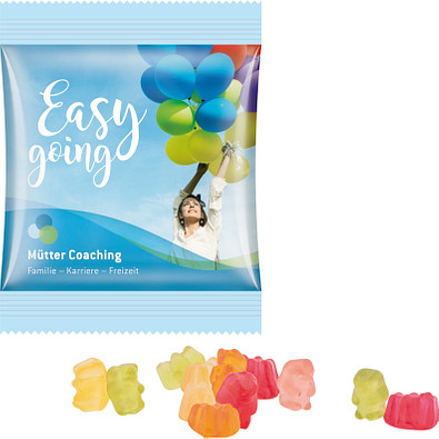 Trolli Zuckerreduzierte Gummibärchen Minitüte, inkl. Druck, kompostierbare Folie, weiß Trolli Zuckerreduzierte Gummibärchen Minitüte, inkl. Druck, kompostierbare Folie, weiß