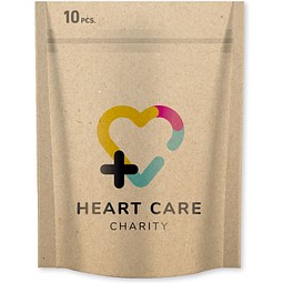 10 Pflaster in vollfarbig bedruckter Papiertasche, Kraftpapier, bamboo