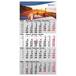 4-Monats-Wandkalender Quattro grau, B4 versandfähig, 2027