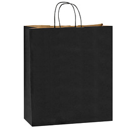 Papier-Tragetasche gerippt, groß, schwarz