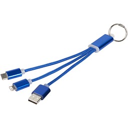 3-in-1 Metall-Ladekabel mit Schlüsselanhänger, royalblau